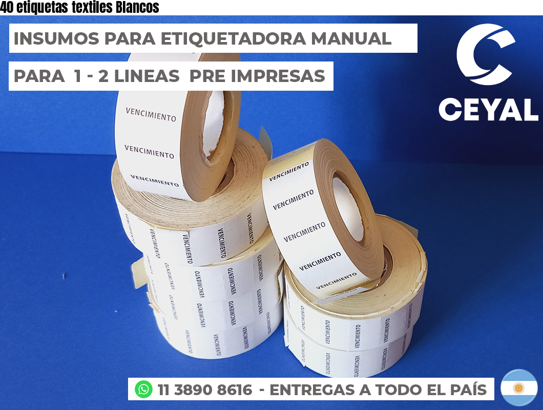 40 etiquetas textiles Blancos