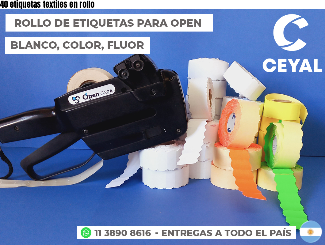 40 etiquetas textiles en rollo