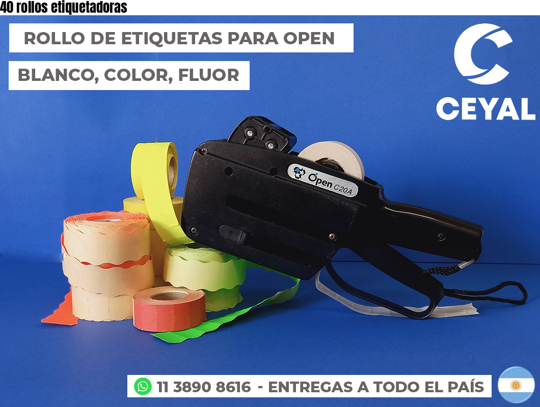 40 rollos etiquetadoras