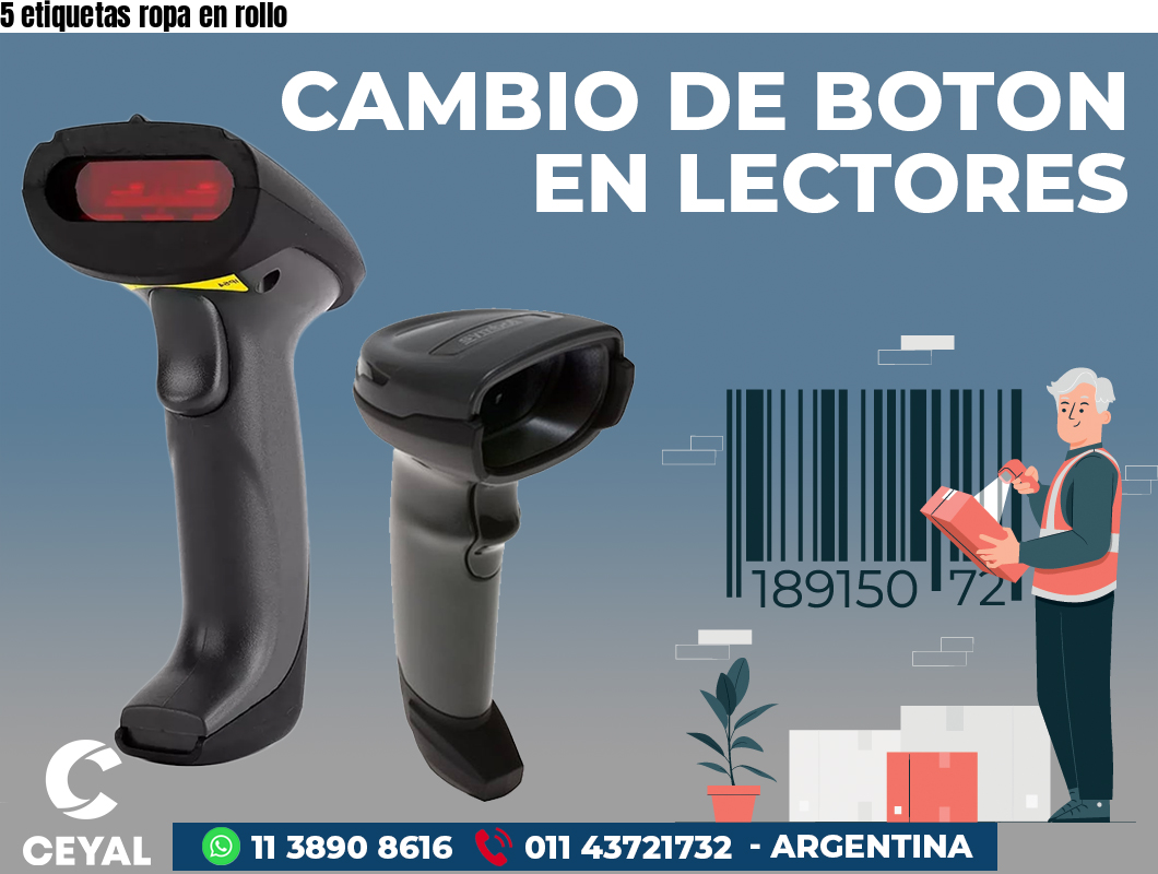 5 etiquetas ropa en rollo