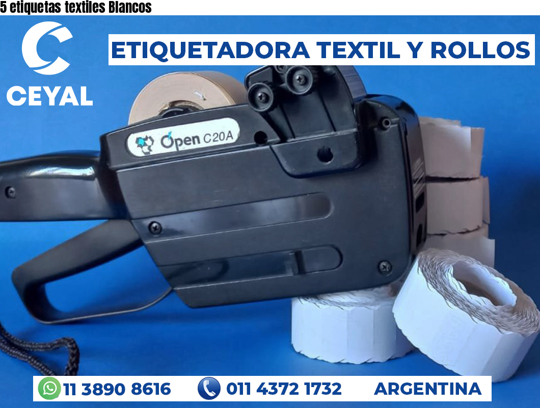 5 etiquetas textiles Blancos