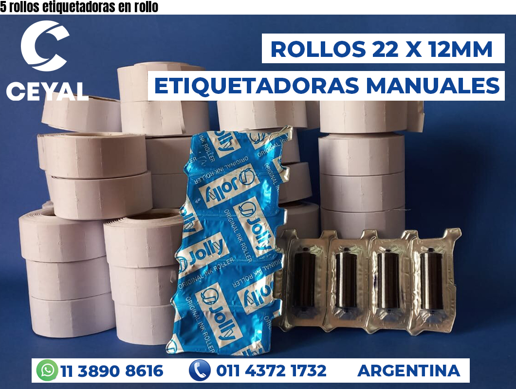 5 rollos etiquetadoras en rollo