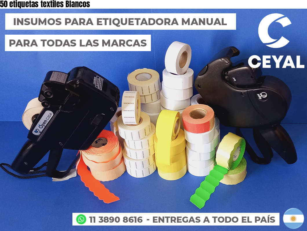 50 etiquetas textiles Blancos