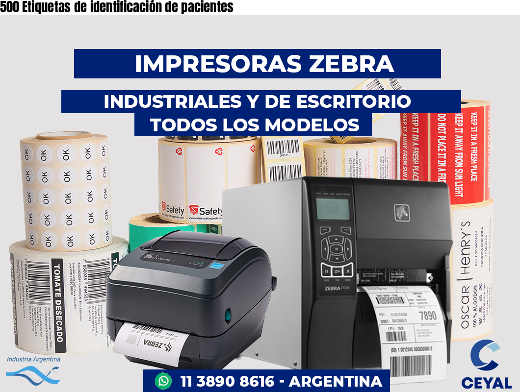 500 Etiquetas de identificación de pacientes