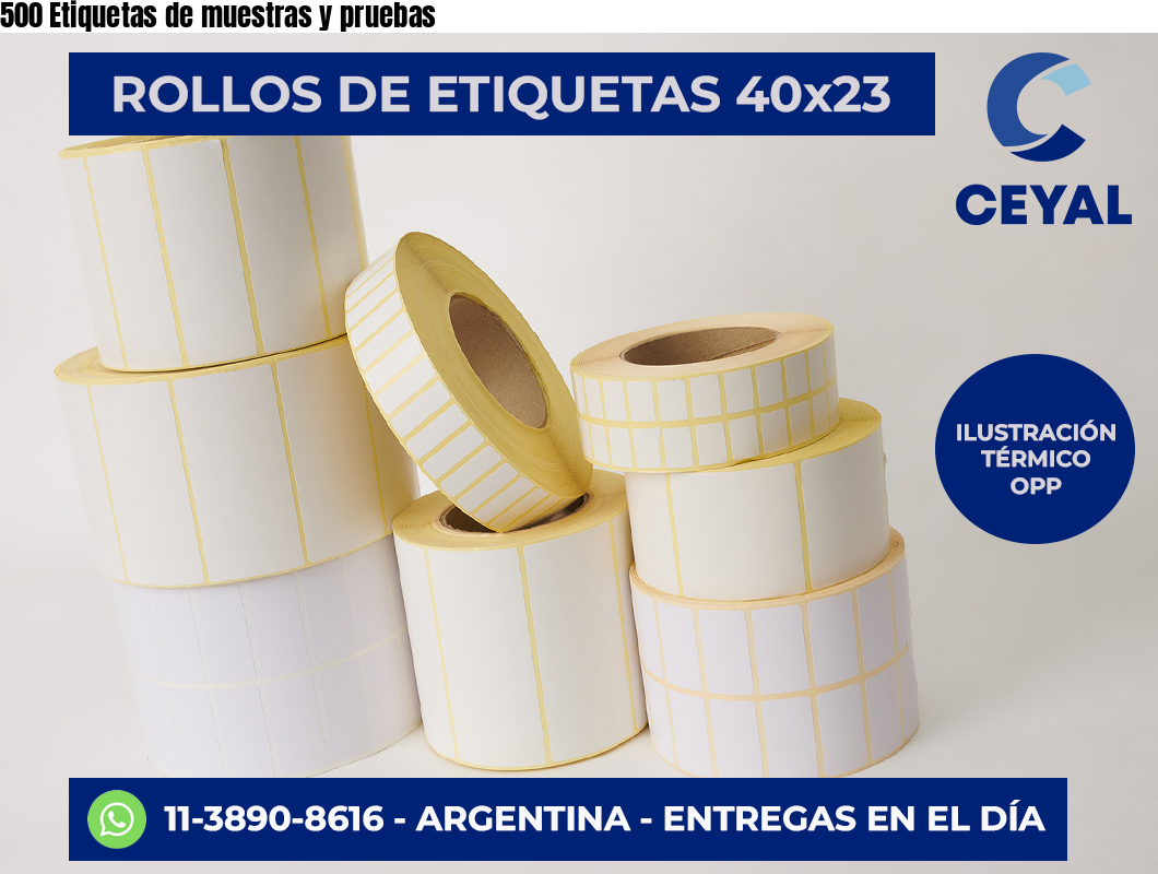 500 Etiquetas de muestras y pruebas