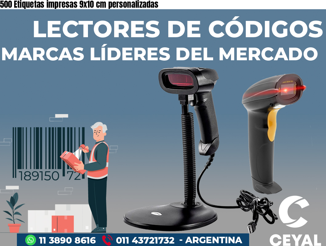 500 Etiquetas impresas 9x10 cm personalizadas