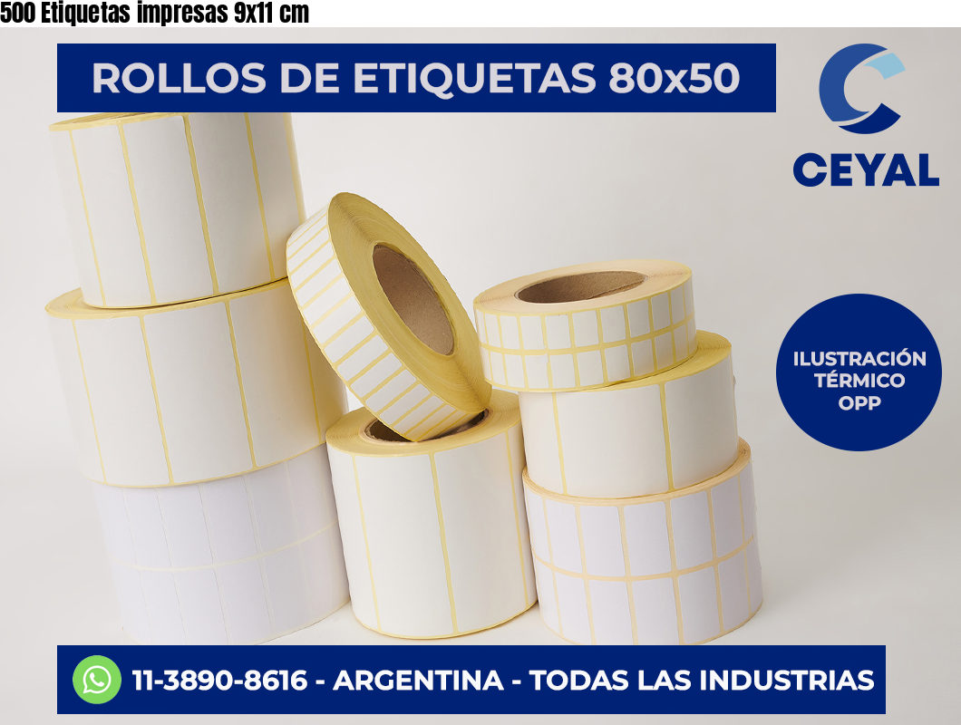 500 Etiquetas impresas 9×11 cm