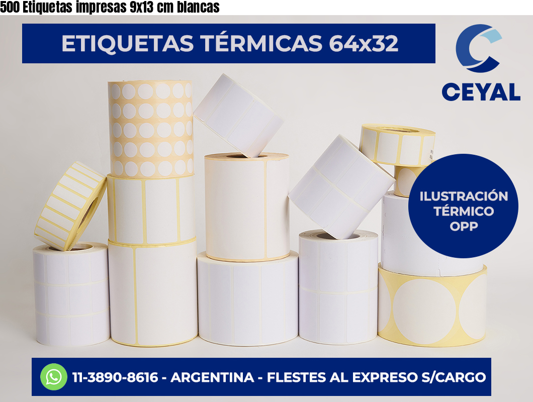 500 Etiquetas impresas 9×13 cm blancas