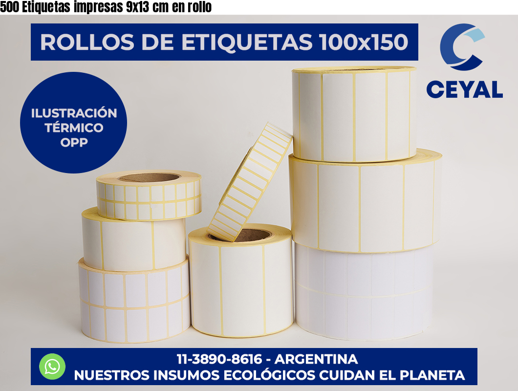 500 Etiquetas impresas 9×13 cm en rollo