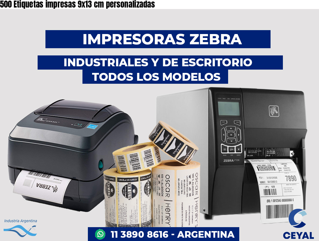 500 Etiquetas impresas 9x13 cm personalizadas