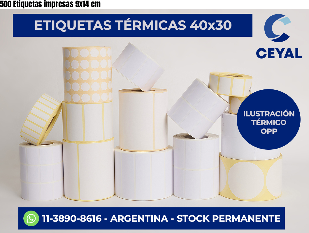 500 Etiquetas impresas 9×14 cm