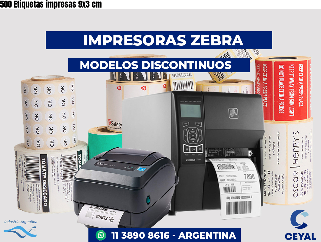 500 Etiquetas impresas 9x3 cm