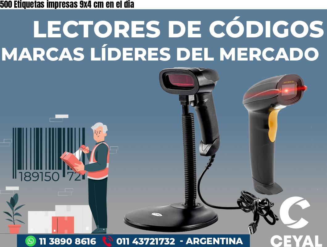 500 Etiquetas impresas 9x4 cm en el dia