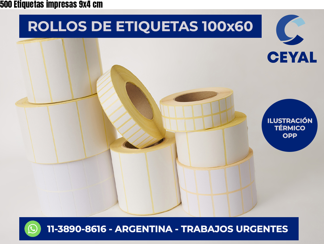 500 Etiquetas impresas 9×4 cm
