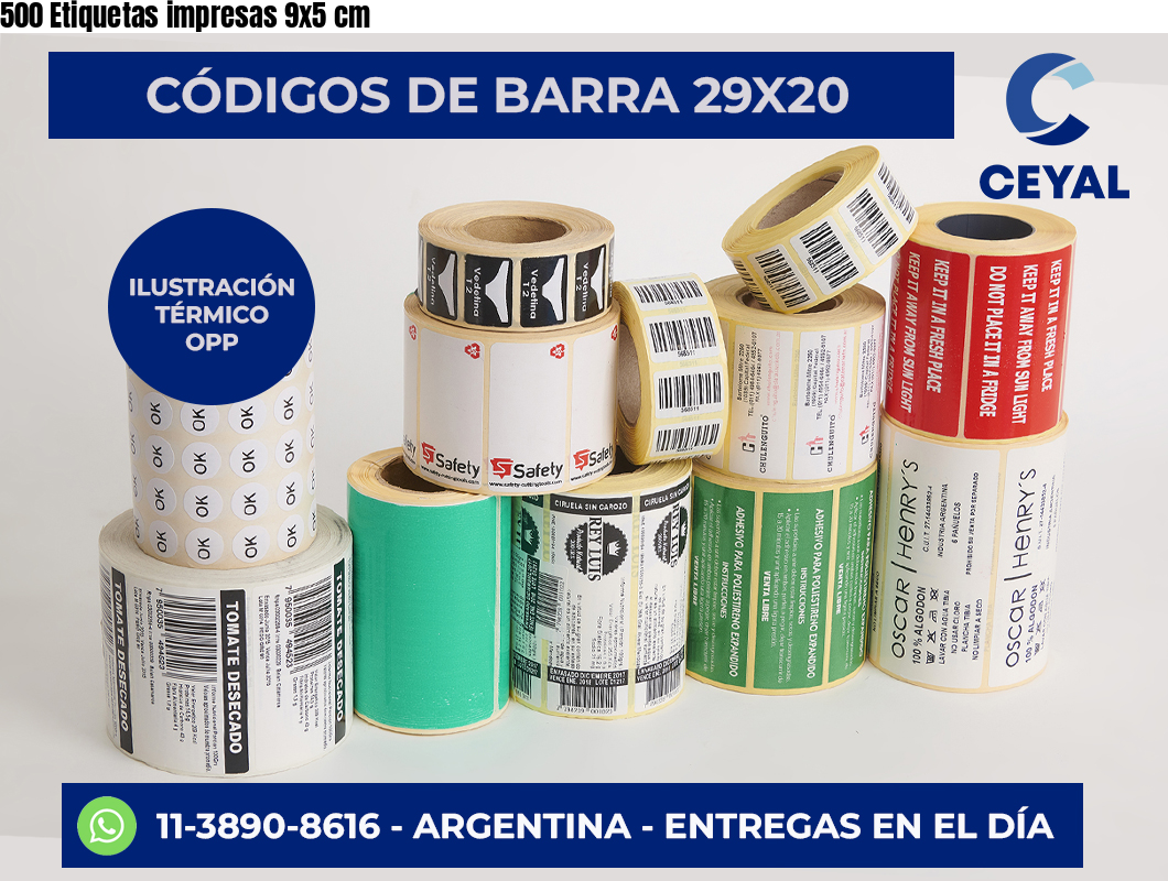 500 Etiquetas impresas 9×5 cm