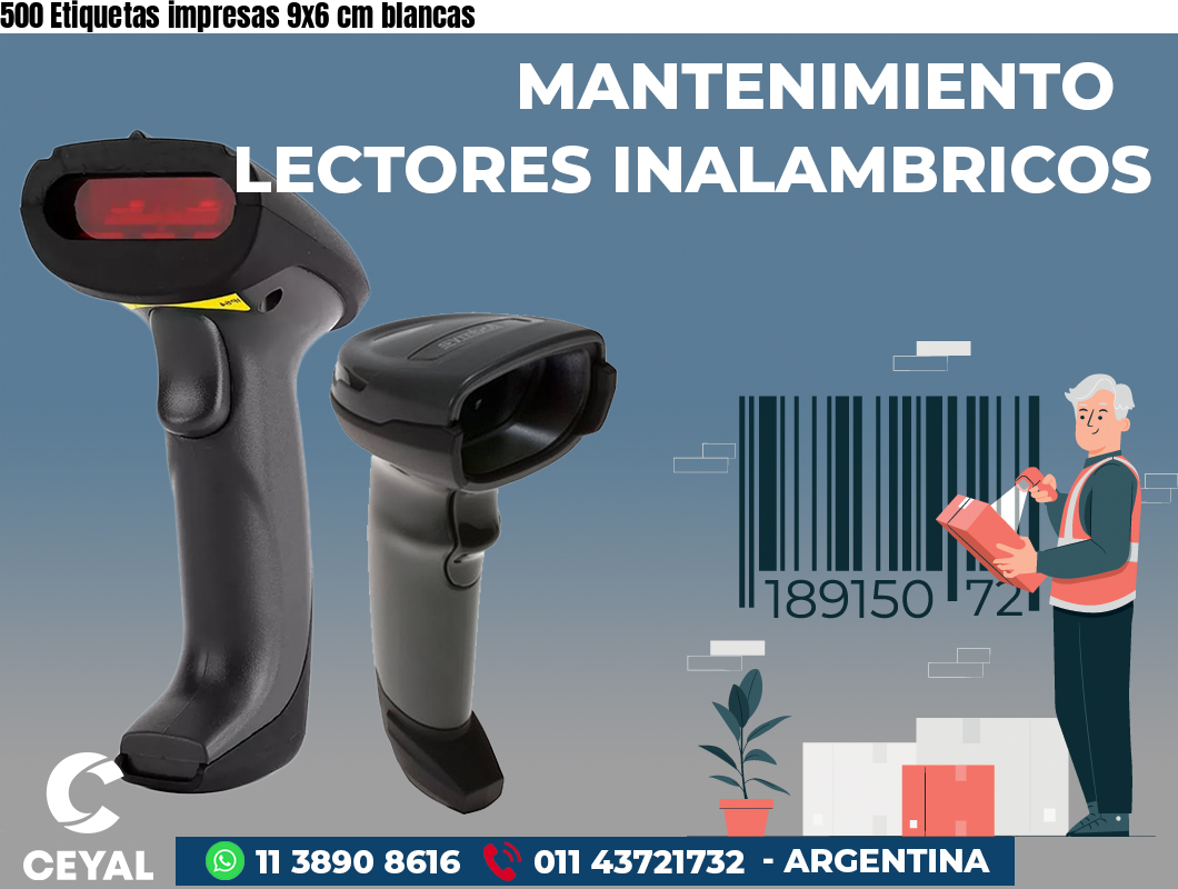 500 Etiquetas impresas 9x6 cm blancas
