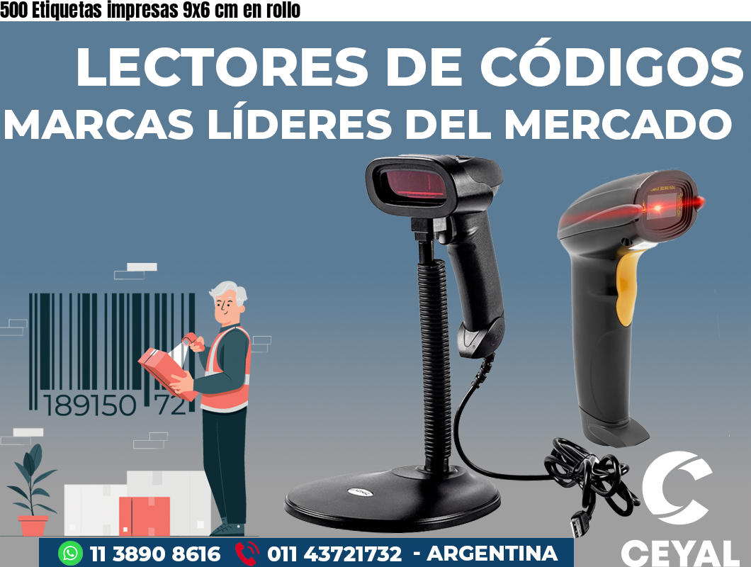 500 Etiquetas impresas 9x6 cm en rollo