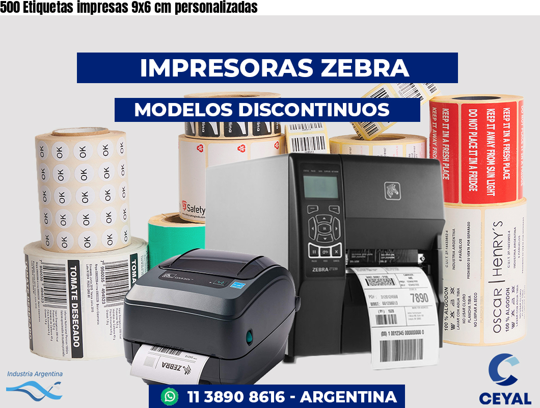 500 Etiquetas impresas 9x6 cm personalizadas