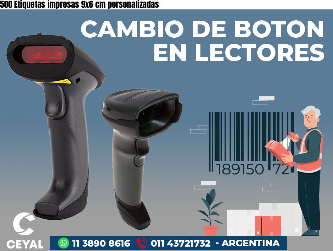 500 Etiquetas impresas 9x6 cm personalizadas