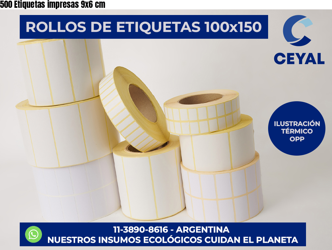 500 Etiquetas impresas 9×6 cm