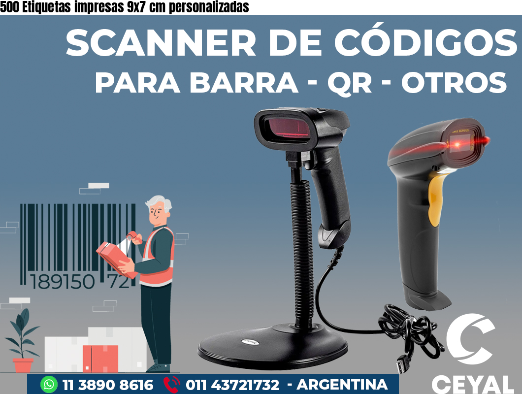 500 Etiquetas impresas 9x7 cm personalizadas