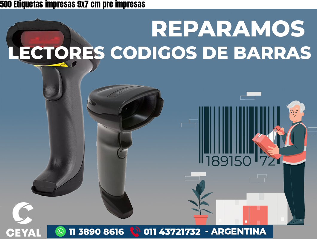 500 Etiquetas impresas 9x7 cm pre impresas