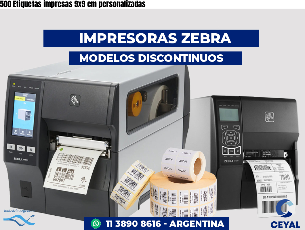 500 Etiquetas impresas 9x9 cm personalizadas