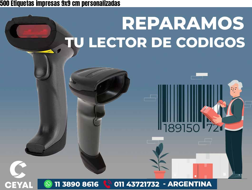 500 Etiquetas impresas 9x9 cm personalizadas