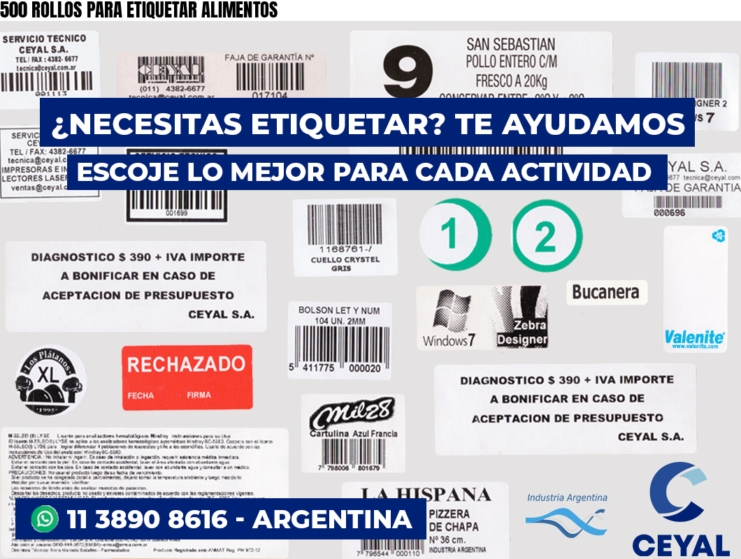 500 ROLLOS PARA ETIQUETAR ALIMENTOS