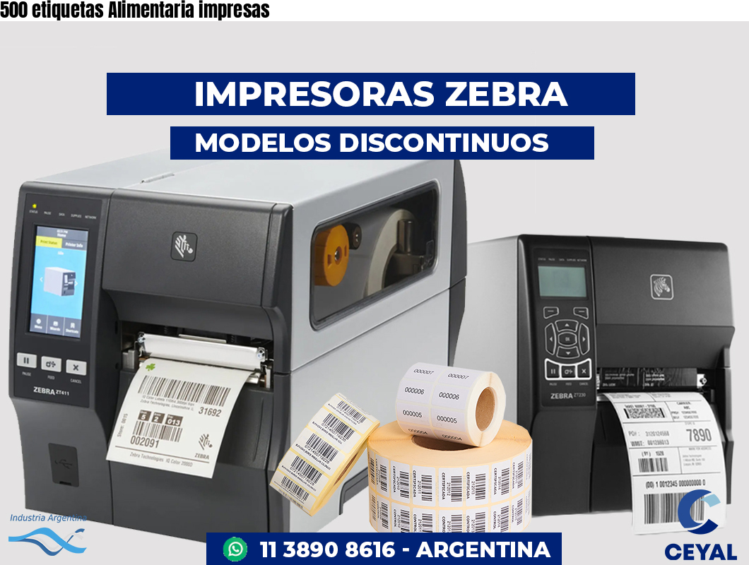 500 etiquetas Alimentaria impresas