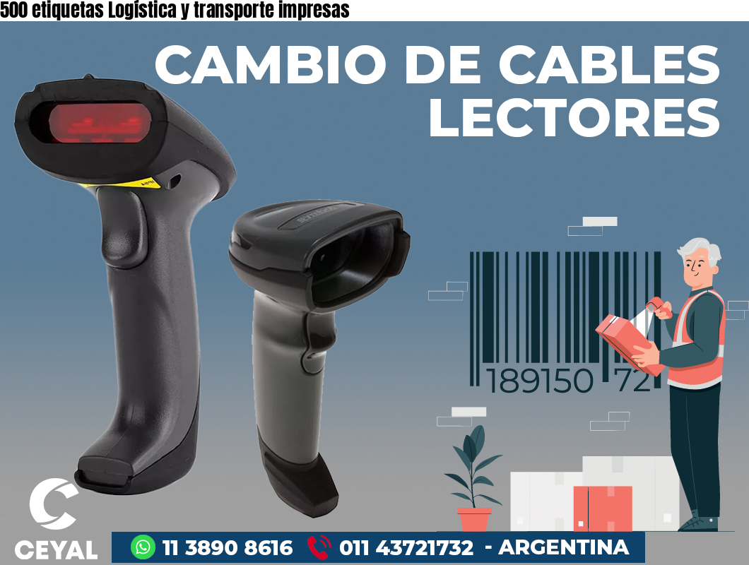 500 etiquetas Logística y transporte impresas