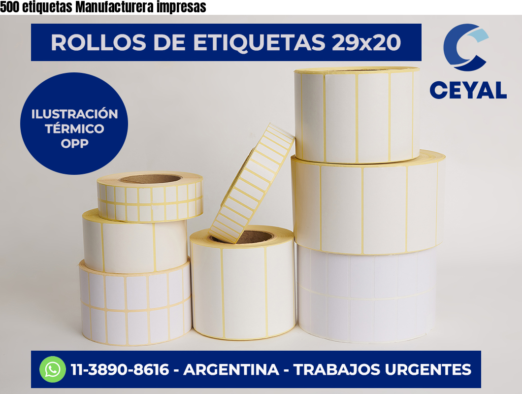 500 etiquetas Manufacturera impresas