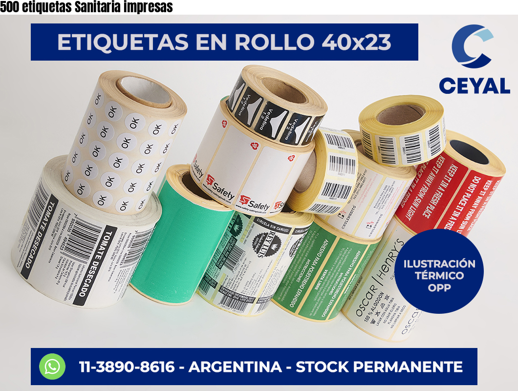 500 etiquetas Sanitaria impresas