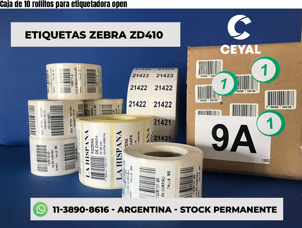 Caja de 10 rollitos para etiquetadora open