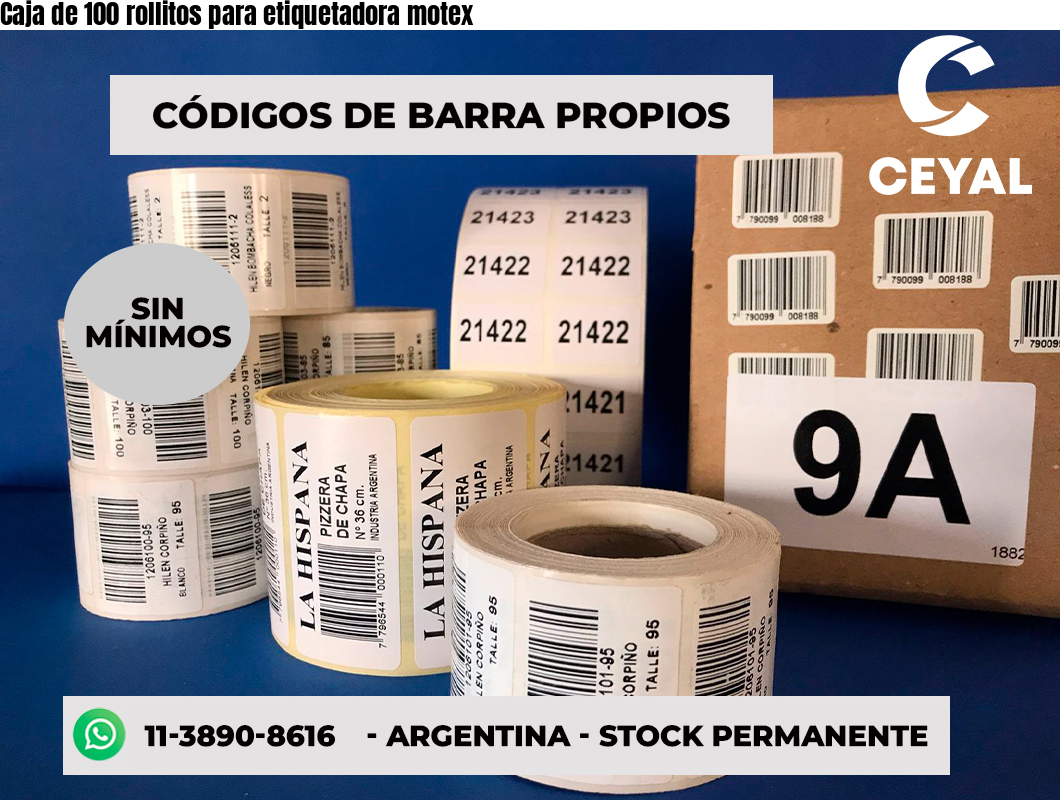 Caja de 100 rollitos para etiquetadora motex