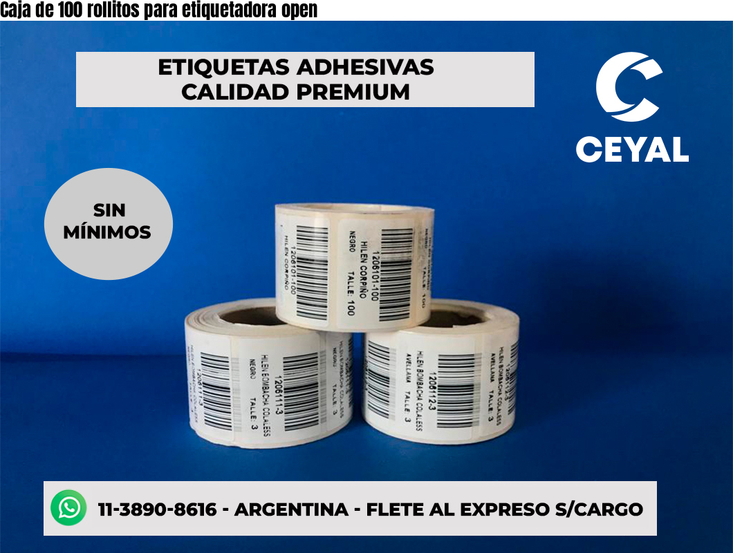 Caja de 100 rollitos para etiquetadora open