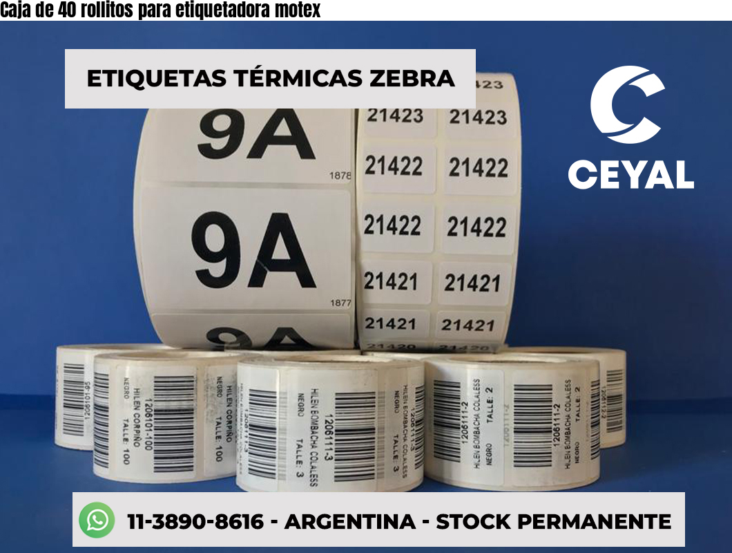 Caja de 40 rollitos para etiquetadora motex