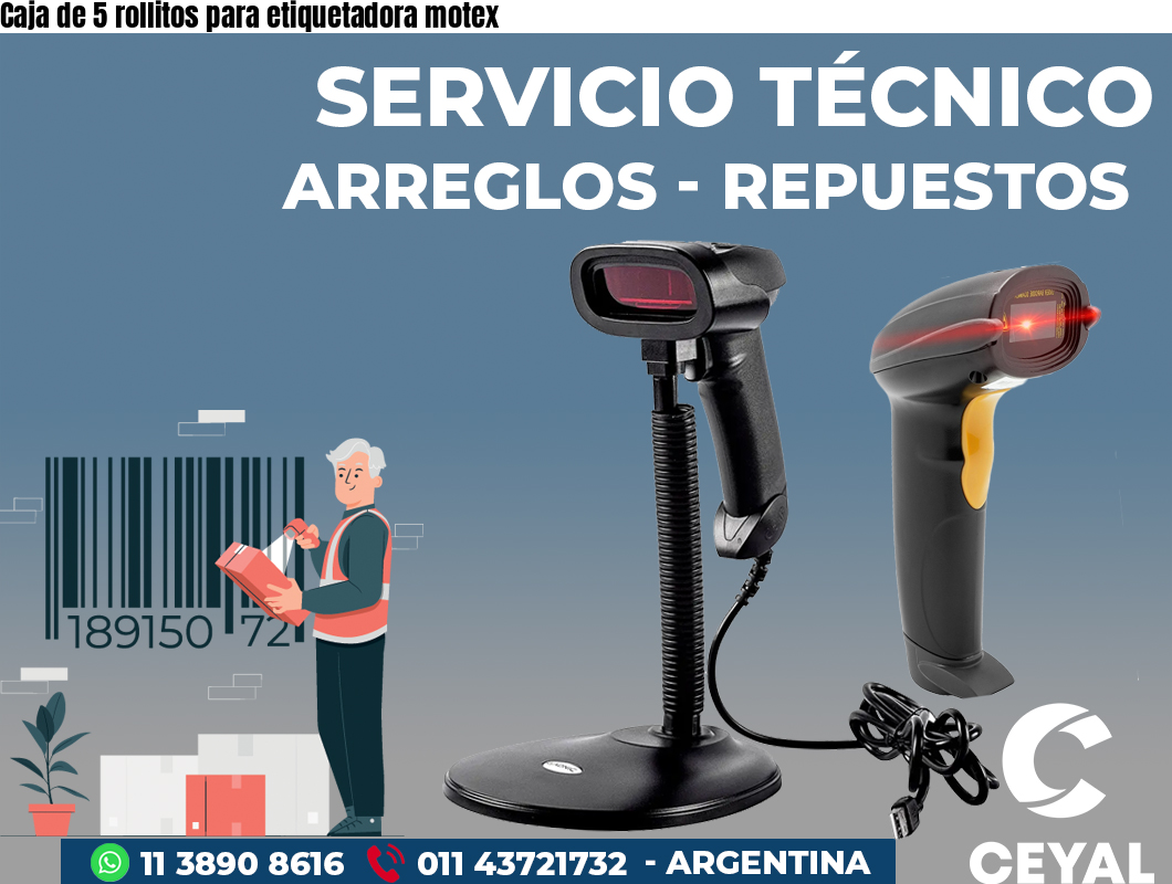 Caja de 5 rollitos para etiquetadora motex