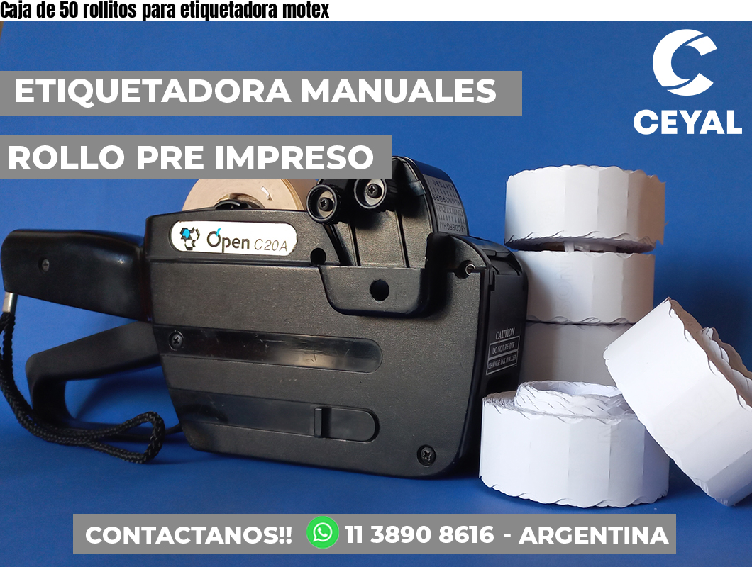 Caja de 50 rollitos para etiquetadora motex