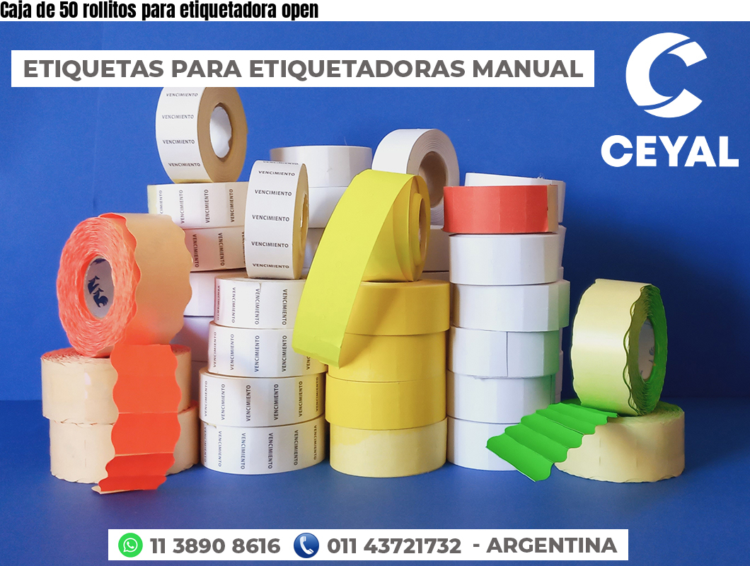 Caja de 50 rollitos para etiquetadora open