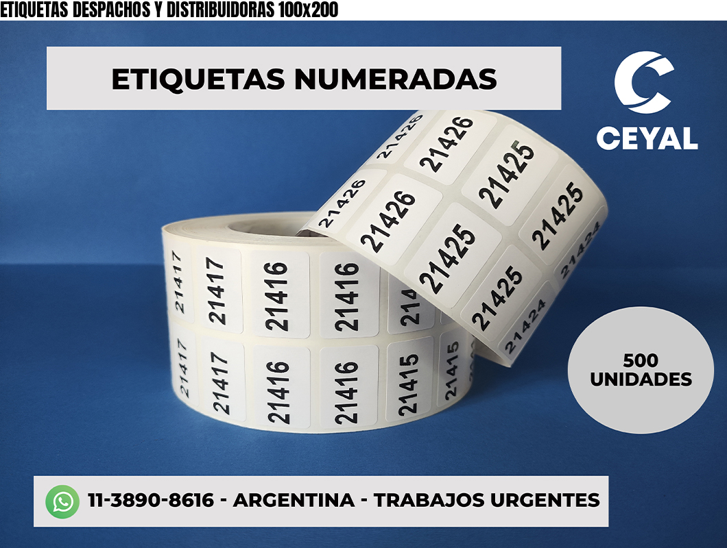 ETIQUETAS DESPACHOS Y DISTRIBUIDORAS 100x200