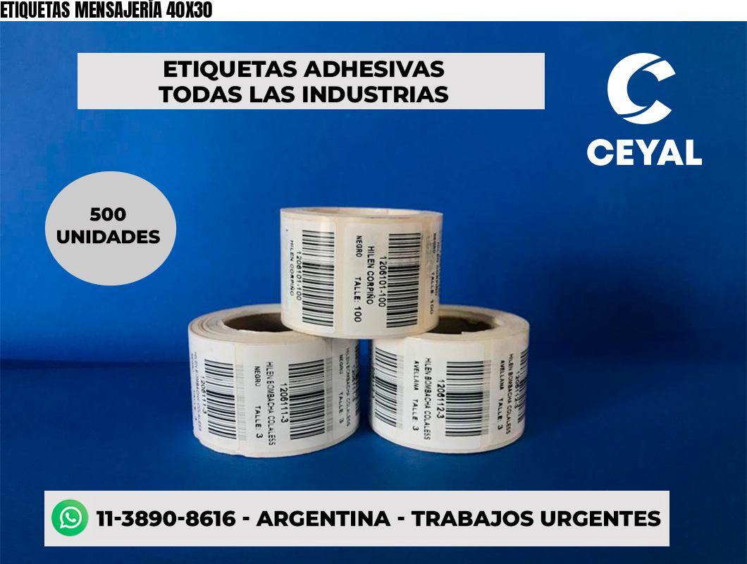 ETIQUETAS MENSAJERÍA 40X30