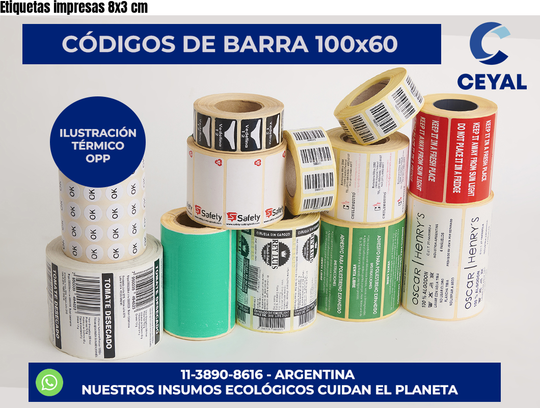 Etiquetas impresas 8×3 cm
