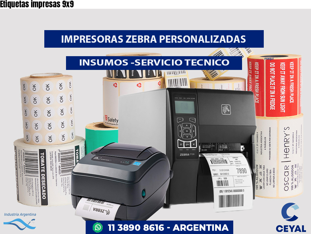 Etiquetas impresas 9x9