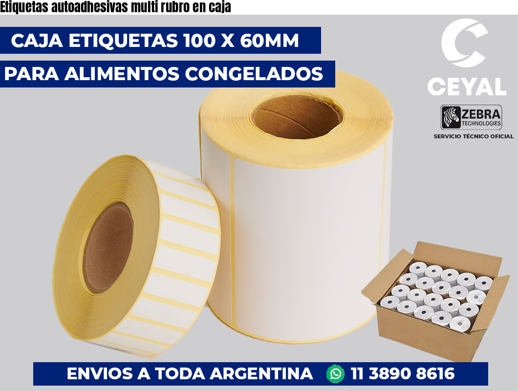 Etiquetas autoadhesivas multi rubro en caja