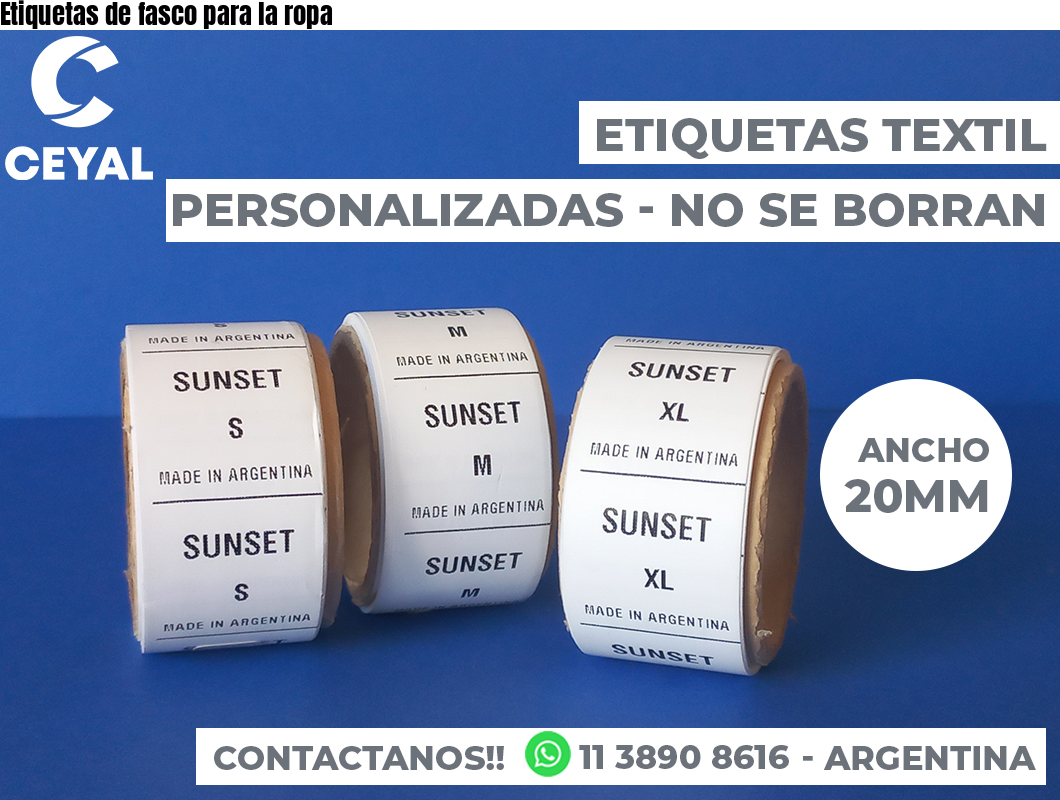 Etiquetas de fasco para la ropa