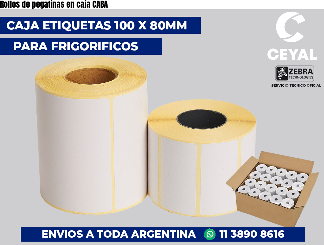 Rollos de pegatinas en caja CABA
