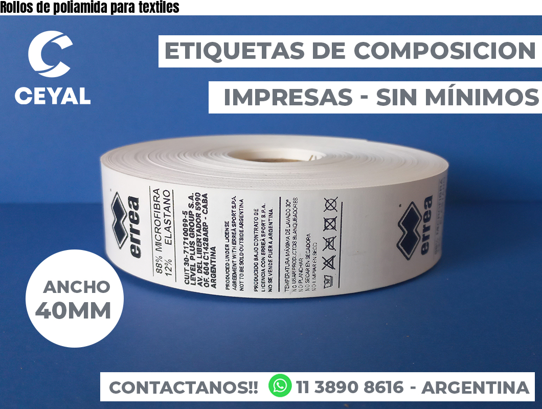 Rollos de poliamida para textiles