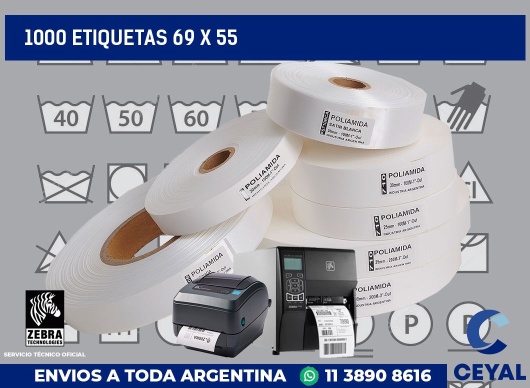 1000 etiquetas 69 x 55