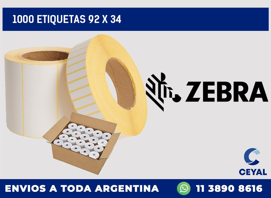 1000 etiquetas 92 x 34